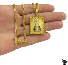 Corrente Grumet 3mm + Pingente NossaSra - Banhado a Ouro 18k