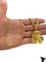 Corrente Grumet 5Mm + Pingente Rosto Cristo - Banhado A Ouro Corrente Grumet 5Mm + Pingente Rosto Cristo - Banhado A Ouro
