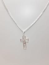 Corrente Grumet 65cm 3mm Ping. Crucifixo C/cristo Prata 925 Corrente Grumet 65cm 3mm Ping. Crucifixo C/cristo Prata 925