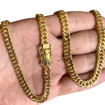 Corrente Grumet 7mm Fecho Nossa Senhora Cravejada Ouro