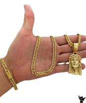 Corrente Grumet 7mm + Pulseira + Pingente - Banhado a Ouro Corrente Grumet 7mm + Pulseira + Pingente - Banhado a Ouro
