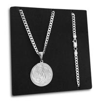 Corrente Grumet com Pingente Carpas Yin Yang Prata 925 Legítima Original Italiana Maciça Escamada 60cm e 70cm 4mm