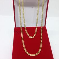 Corrente Grumet Dupla Folheada A Ouro 18k Masculina 3mm 60cm