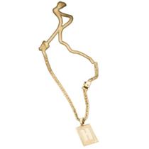 Corrente Grumet Duplo Fecho Gaveta H Pingente Elegante Corrente Grumet Duplo Fecho Gaveta H Pingente Elegante