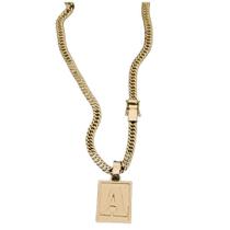 Corrente Grumet Duplo Pingente Letra A Fecho Lateral Duplo Corrente Grumet Duplo Pingente Letra A Fecho Lateral Duplo