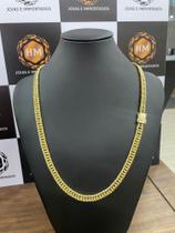 Corrente grumet ello duplo 7mm 60cm banhada a ouro18k
