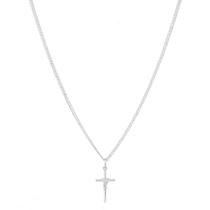 Corrente Grumet Masculina 60cm Pingente Crucifixo Prata 925