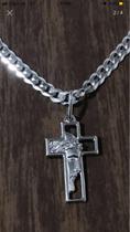 Corrente Grumet Prata 925 Ping Crucifixo Face 60 Cm Corrente Grumet Prata 925 Ping Crucifixo Face 60 Cm