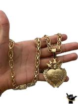 Corrente Imperador 10Mm + Pingente Frase - Banhado A Ouro