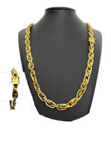 Corrente Imperador 10mm + Pulseira - Banhado a Ouro