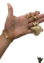 Corrente Imperador 10mm + Pulseira + Pingente Banhado a Ouro Corrente Imperador 10mm + Pulseira + Pingente Banhado a Ouro