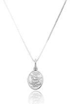 Corrente Infantil Com Pingente São Miguel Arcanjo Oval Prata 925 kl Corrente Infantil Com Pingente São Miguel Arcanjo Oval Prata 925 kl