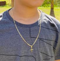 Corrente infantil + pingente cruz menino 04 tamanhos Ouro18k Prata925