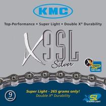 Corrente Kmc X9 Sl Silver - 9 Velocidades - Vazada