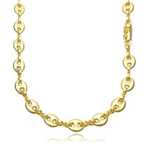 Corrente Link 50cm Grosso Cordão Masculino Fecho Canhão Banhado a Ouro 18k