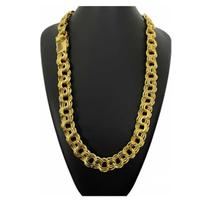 Corrente Luxo 18mm Friso Triplo Banhado A Ouro elos soldados Corrente Luxo 18mm Friso Triplo Banhado A Ouro elos soldados