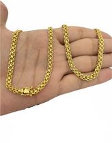 Corrente Luxo 5mm Cadeado Duplo Banhado A Ouro 18 Corrente Luxo 5mm Cadeado Duplo Banhado A Ouro 18