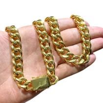 Corrente Masculina 13mm Pit Bull 750 Banhado a Ouro Corrente Masculina 13mm Pit Bull 750 Banhado a Ouro