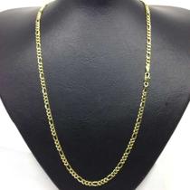 corrente masculina 3x1 60cm 3mm banhada a ouro 18k