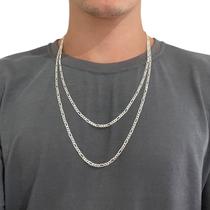 Corrente Masculina 3x1 70cm e 60cm Prata 925 Legítima Maciça