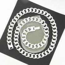 Corrente Masculina 50cm 13mm Largura Folheada Prata CR243