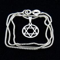 Corrente Masculina 50cm 1mm Estrela Folheada Prata CR699A