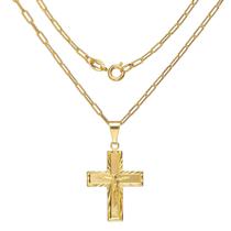 Corrente Masculina 50Cm 2Mm + Cruz Folheada Ouro Cr594