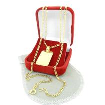 Corrente Masculina 50cm 2mm Placa 25mm Folheada Ouro CR1432 Corrente Masculina 50cm 2mm Placa 25mm Folheada Ouro CR1432
