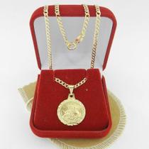 Corrente Masculina 50cm 3mm São Jorge Folheada Ouro CR1632 Corrente Masculina 50cm 3mm São Jorge Folheada Ouro CR1632