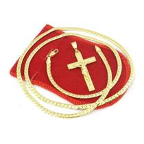 Corrente Masculina 50Cm 4Mm Cruz Cristo Folheado Ouro Cr606 Corrente Masculina 50Cm 4Mm Cruz Cristo Folheado Ouro Cr606