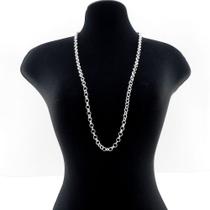 Corrente Masculina 50cm 4mm Largura Folheada Prata CR535