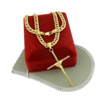 Corrente Masculina 50Cm 5Mm + Cruz Folheado Ouro Cr461