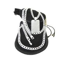 Corrente Masculina 50cm 6mm Placa 30mm Folheada Prata Cr409