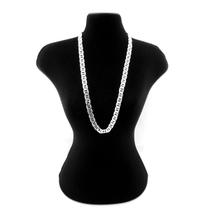 Corrente Masculina 50cm 8mm Largura Folheada Prata CR121