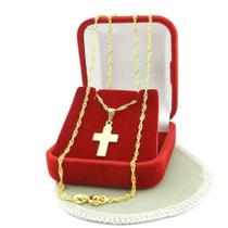 Corrente Masculina 60cm 1mm Cruz 18mm Folheado Ouro 18k CR796 Corrente Masculina 60cm 1mm Cruz 18mm Folheado Ouro 18k CR796