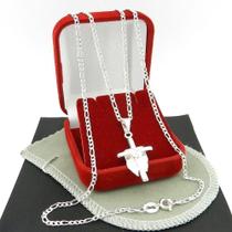 Corrente Masculina 60Cm 2Mm Cruz 30Mm Folheada Prata Cr433A Corrente Masculina 60Cm 2Mm Cruz 30Mm Folheada Prata Cr433A