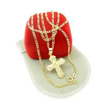 Corrente Masculina 60Cm 2Mm + Cruz Folheado Ouro Cr397