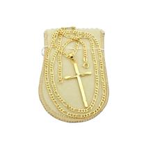 Corrente Masculina 60cm 3mm Cruz Folheado Ouro 18k CR744