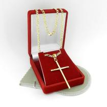 Corrente Masculina 60cm 3mm Cruz Folheado Ouro 18k CR744