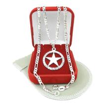 Corrente Masculina 60cm 3mm + Estrela Folheada Prata CR823