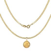 Corrente Masculina 60Cm 3Mm + São Jorge Folheada Ouro Cr633