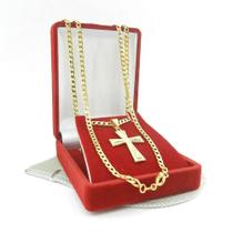 Corrente Masculina 60Cm 4Mm + Cruz Folheado Ouro Cr741