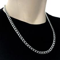Corrente Masculina 6mm Grumet Aço Inox Legitimo 60cm Prata