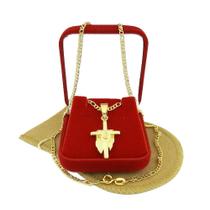 Corrente Masculina 70cm 2mm Cruz Folheada Ouro 18k CR434