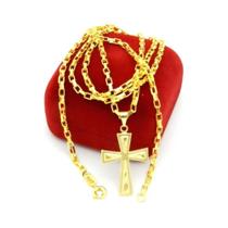 Corrente Masculina 70Cm 2Mm Cruz Folheado Ouro Cr726 Corrente Masculina 70Cm 2Mm Cruz Folheado Ouro Cr726