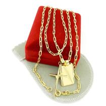 Corrente Masculina 70Cm 3Mm Cruz +Placa Folheada Ouro Cr809C Corrente Masculina 70Cm 3Mm Cruz +Placa Folheada Ouro Cr809C