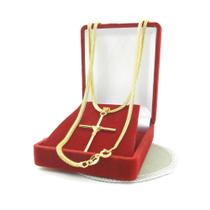 Corrente Masculina 70cm 3mm Oval Cruz Folheada Ouro 18k CR234 Corrente Masculina 70cm 3mm Oval Cruz Folheada Ouro 18k CR234