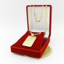 Corrente Masculina 70cm 3mm + Placa Folheado Ouro CR153 Corrente Masculina 70cm 3mm + Placa Folheado Ouro CR153