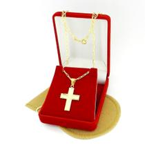 Corrente Masculina 80cm 2mm Cruz Folheada Ouro 18k CR597 Corrente Masculina 80cm 2mm Cruz Folheada Ouro 18k CR597