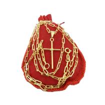 Corrente Masculina 80cm 2mm Cruz Folheado Ouro 18k CR677